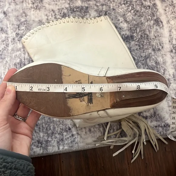 Vintage White Leather Fringe Cowboy Boot Paola Fellicce Size 9.5 - Picture 8 of 8